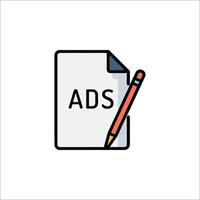 Ads icon with a pencil and paper vector