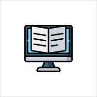 Computer monitor with open book icon vector