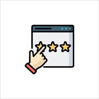 A hand pointing to a five star rating icon vector