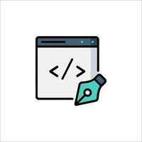 A pen and a computer screen with a code symbol vector