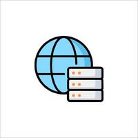 A server with a globe icon on it vector