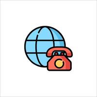 Telephone icon with globe and phone illustration vector