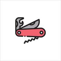 A red and black swiss army knife icon vector