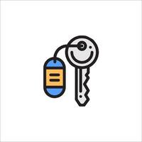 A key and a tag with a smiley face vector