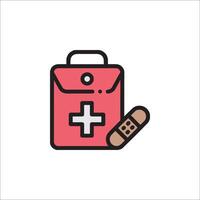 A first aid kit icon with a bandage and a first aid kit vector