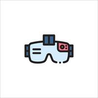 A pair of goggles with a camera on it vector