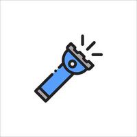 A blue flashlight icon on a white background vector