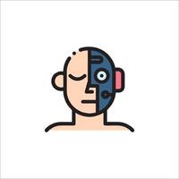 A man with a robot head and a face vector