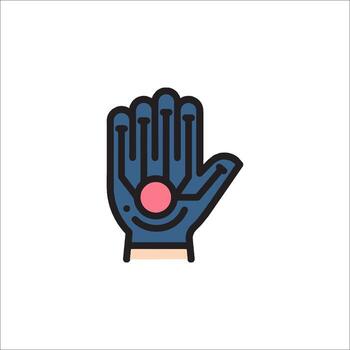 A hand with a red button on it vector