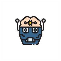 A robot head with a brain on it vector