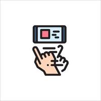 A hand holding a phone icon on a white background vector
