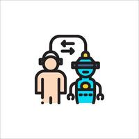 A robot and a man are standing next to each other vector