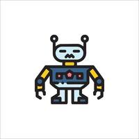 A robot icon with a blue and yellow color scheme vector