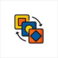 A colorful icon of two cubes with arrows vector