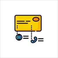 A yellow envelope with a phone and a globe icon vector