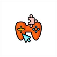A game controller icon with a puzzle piece vector