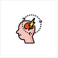 A person's head with a lightning bolt coming out of it vector