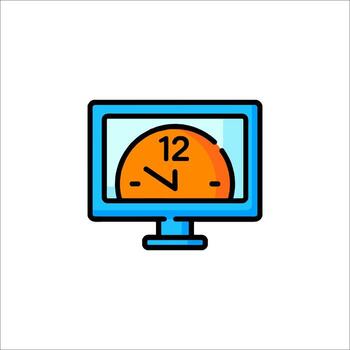 A computer monitor with a clock on it vector
