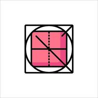 A pink square with a line through it vector