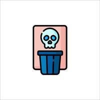 A skull in a trash can icon vector