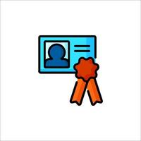 A certificate icon with a red ribbon vector