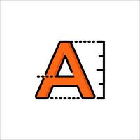 A letter icon with a ruler and a pencil vector