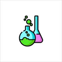 A laboratory flask and a beaker with liquid vector