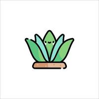A green plant with a smiley face on it vector