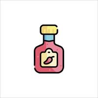 A bottle of hot sauce with a red pepper on it vector