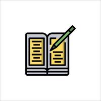 An open book with a pencil on top vector