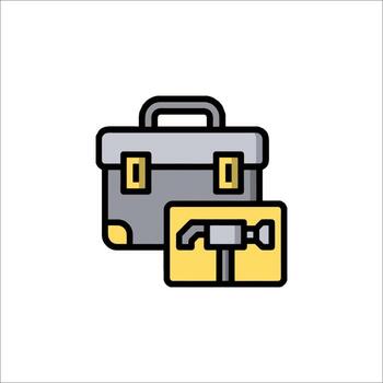 A toolbox and hammer icon on a white background vector