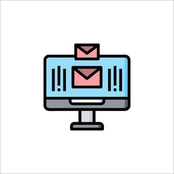 Email icon on computer monitor vector