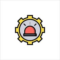A red button on a gearwheel icon vector