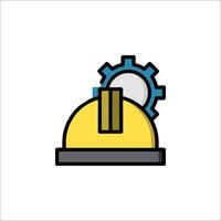 A yellow hard hat with gears on it vector