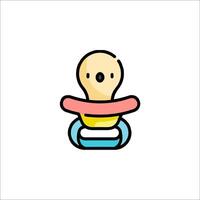 A baby pacifier icon with a cute face vector