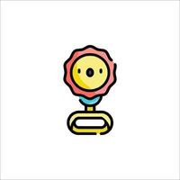 A cartoon face on a camera with a flower vector