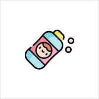 A bottle with a child inside it, with bubbles coming out vector