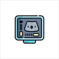 A computer monitor with a cat on it vector