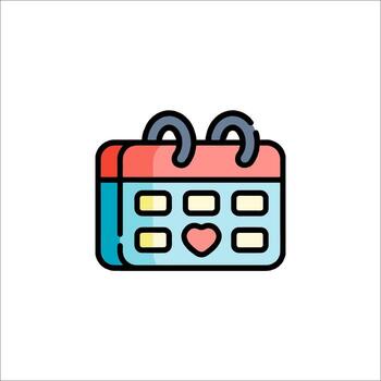 A calendar icon with a heart on it vector