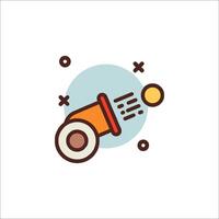 A cartoon cannon icon with a ball coming out of it vector