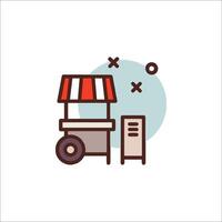 A food cart with a sign on it vector