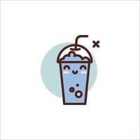A cartoon drink with a smiley face on it vector