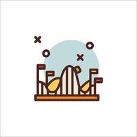 A roller coaster icon with a mountain and a sign vector