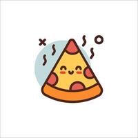 A cute pizza slice icon with a smiley face vector