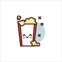 A cartoon popcorn icon with a smiley face vector