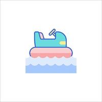 A cartoon boat on the water with a person sitting on it vector