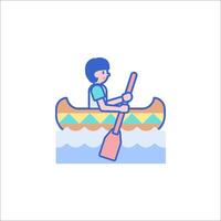 A person in a canoe with a paddle vector