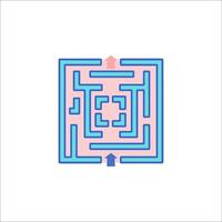 A maze with an arrow pointing to the right vector