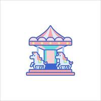 Carousel icon with two horses on it vector
