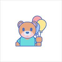 A teddy bear holding balloons vector